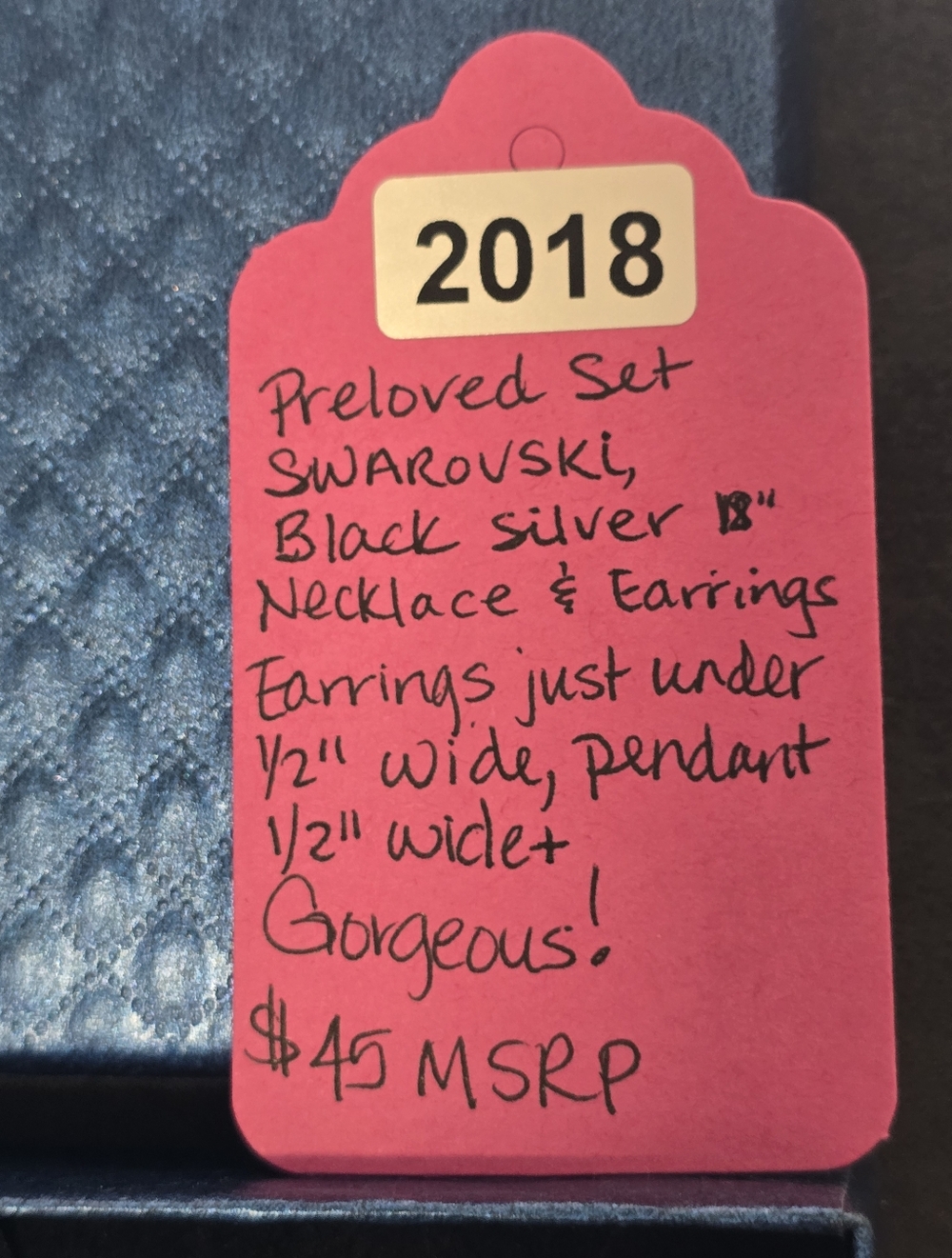 #2018 3 Pc SWAROVSKI SET: SILVER, Blk, Crystal, Stud Earrings & 18"Necklace - Picture 14 of 15